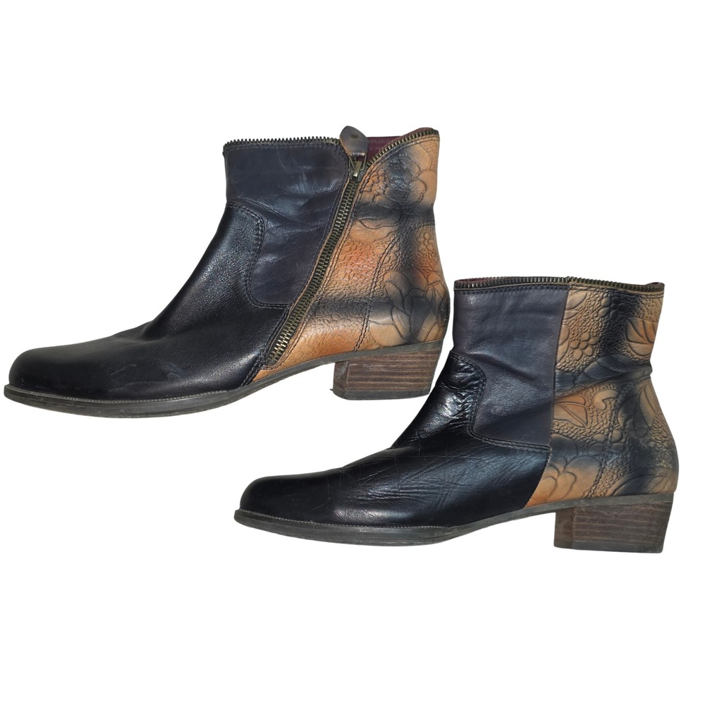 L'Artiste Spring Step Erminia Black Floral Embossed Ankle Boots 41 US 9.5-10 - Picture 3 of 8